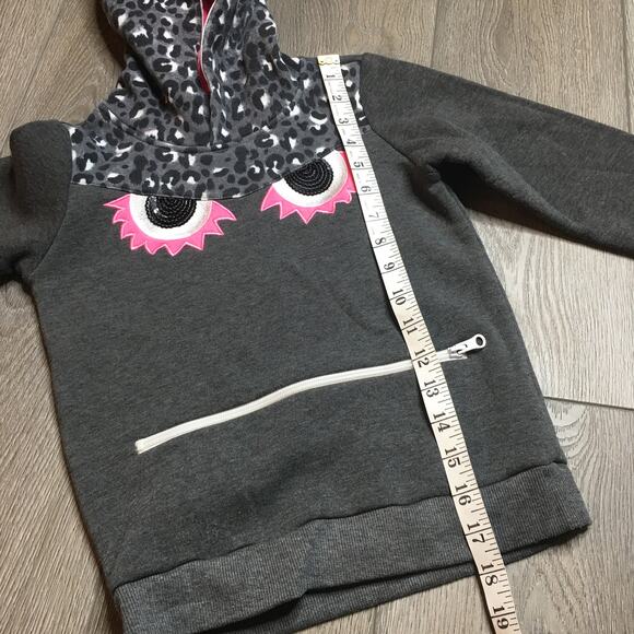 Limited To Girls Embellished Monster Hoodie Sweatshirt Gray Pink 5/6 - Picture 6 of 8